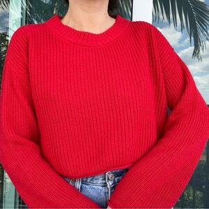 Wild Fable Red Knit Crop Sweater M